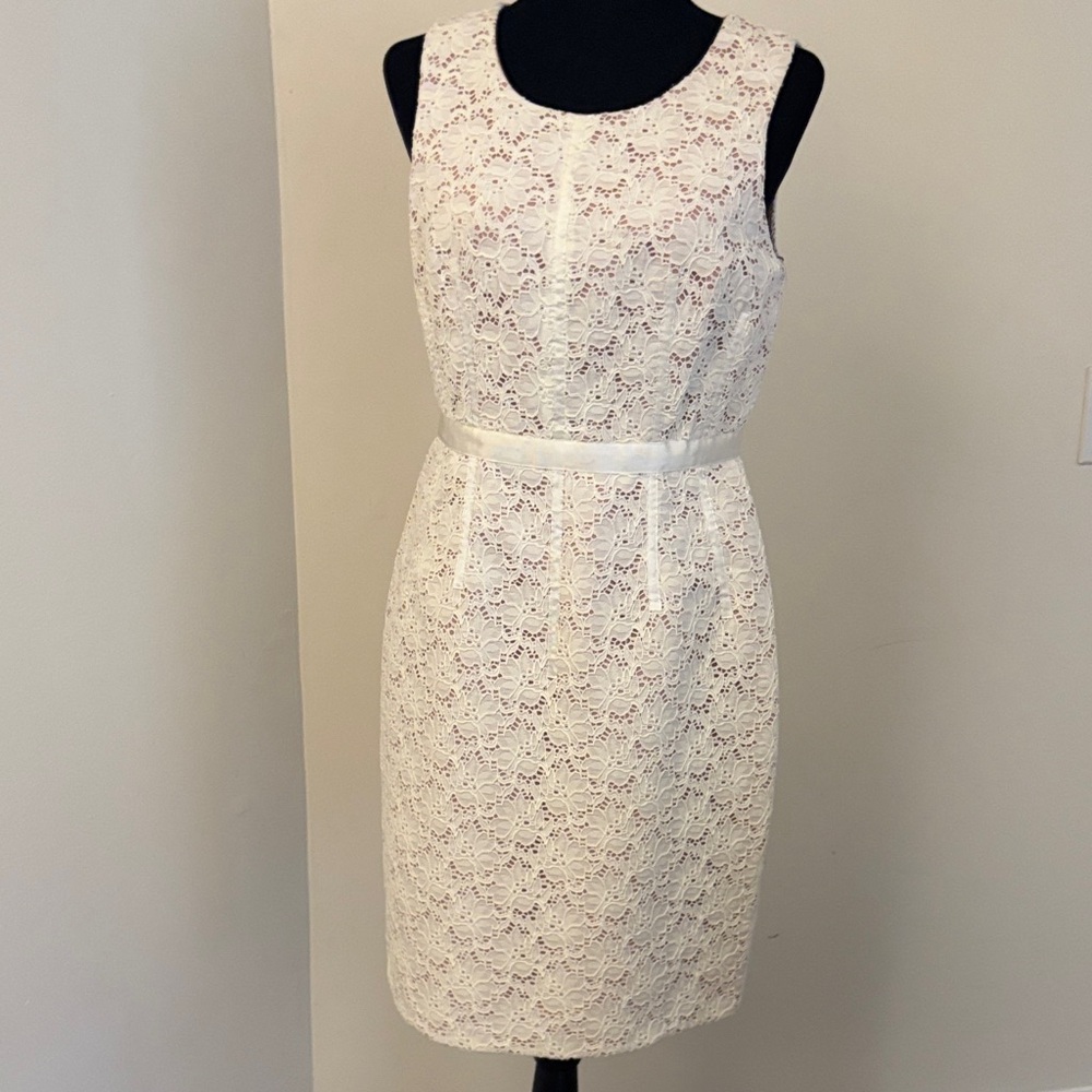 Oleg Cassini Ivory Lace Midi Dress